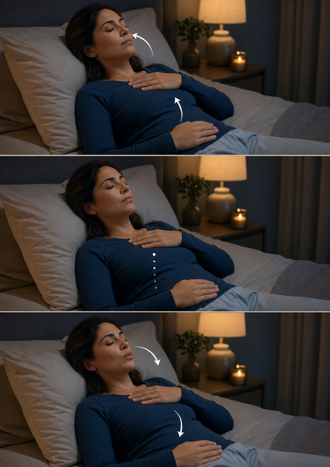 Sequência visual de respiração para desacelerar antes de dormir
